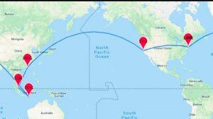 How far is Singapore from USA by plane
